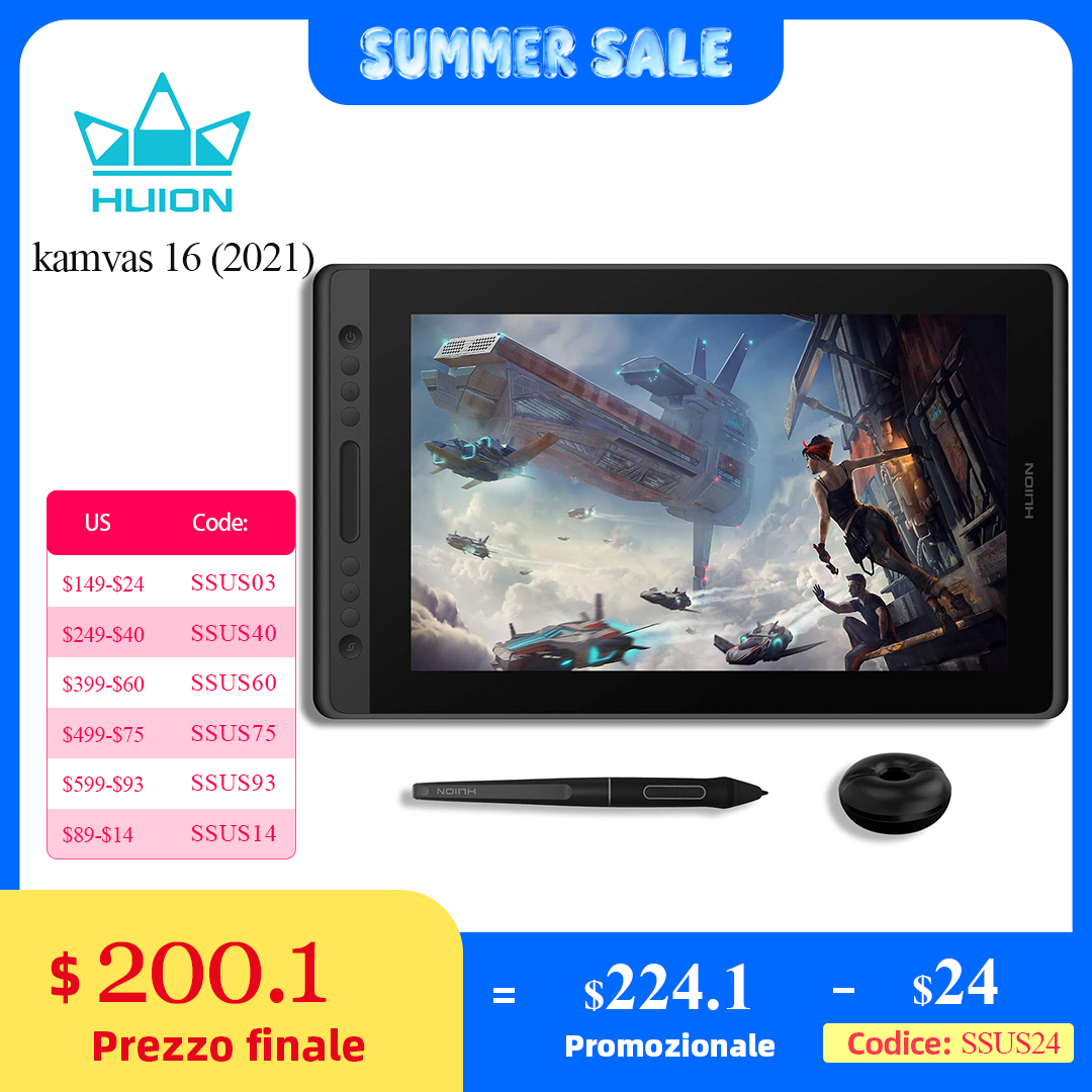 Huion Tablet Accessories - Huion新到着kamvas 16(2021) グラフィック描画モニターバッテリーフリーデジタルペンタブレットwin/macとandroid 120% s rgb
