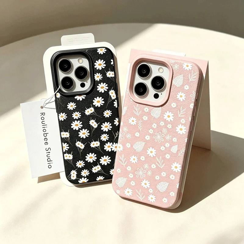 Xiaomi Redmi Note 14 - 繊細なデイジーフラワーデザインのケース Xiaomi Redmi Note 15 Pro