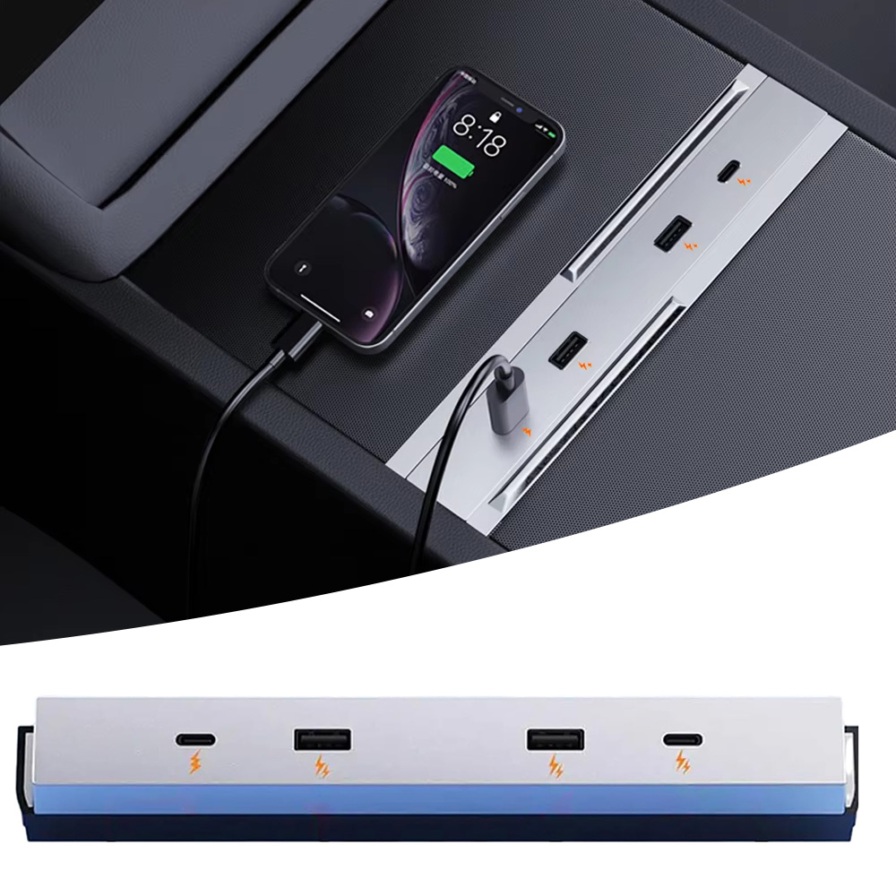 Usb Hub Type C - 27W-65W急速充電拡張ドックUSBハブ テスラ モデルYL Y ランチジャーパー セントラルコントロール