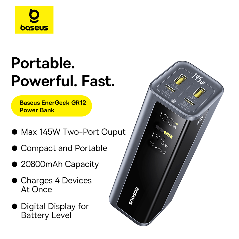 Accessories For Android Tablet - Baseus EnerGeek 145W パワーバンク 20800mAh デュアルUSB