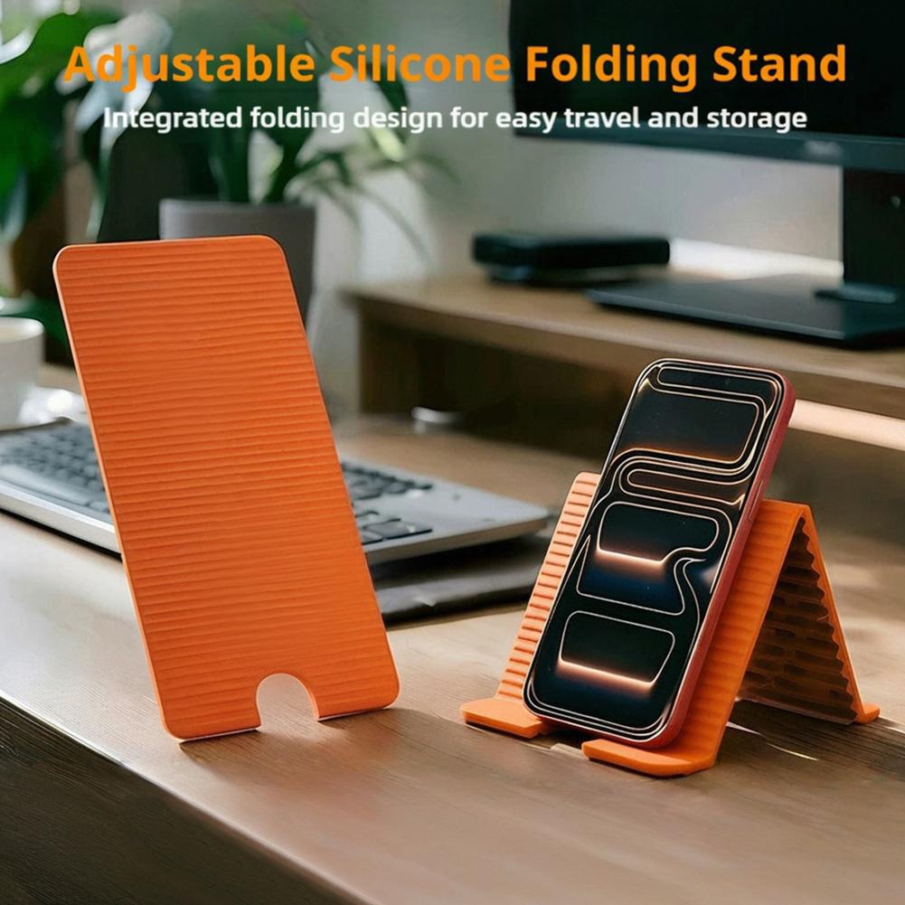 Essential Tablet Accessories - 柔軟な折りたたみ式シリコン製電話ホルダー iPhone、iPad、ラップトップ、タブレット用 ポータブル調整可能な多角度デスクトップスタンド ホームオフィス用