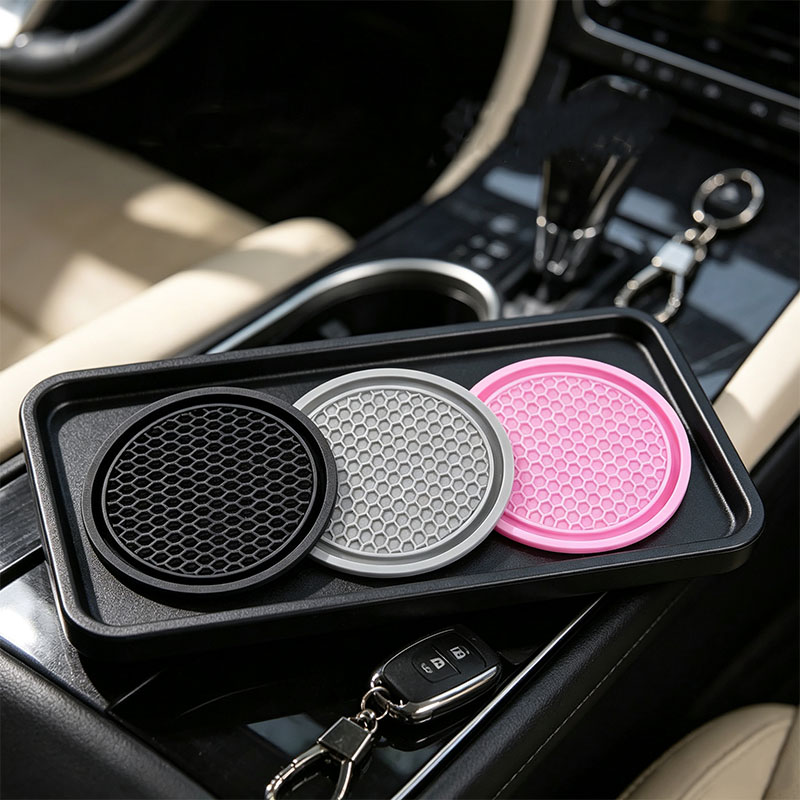 Tablet Accessories For Car - 2/4個入り 車用カップホルダー 滑り止め 車内用 ブラック ピンク