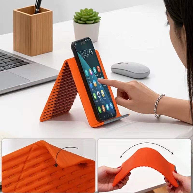 Essential Tablet Accessories - 柔軟で折りたたみ可能なシリコン製スマホホルダー、ポータブルで角度調整可能な多機能デスクトップスタンド、ノートパソコン、タブレット、自宅、オフィス用