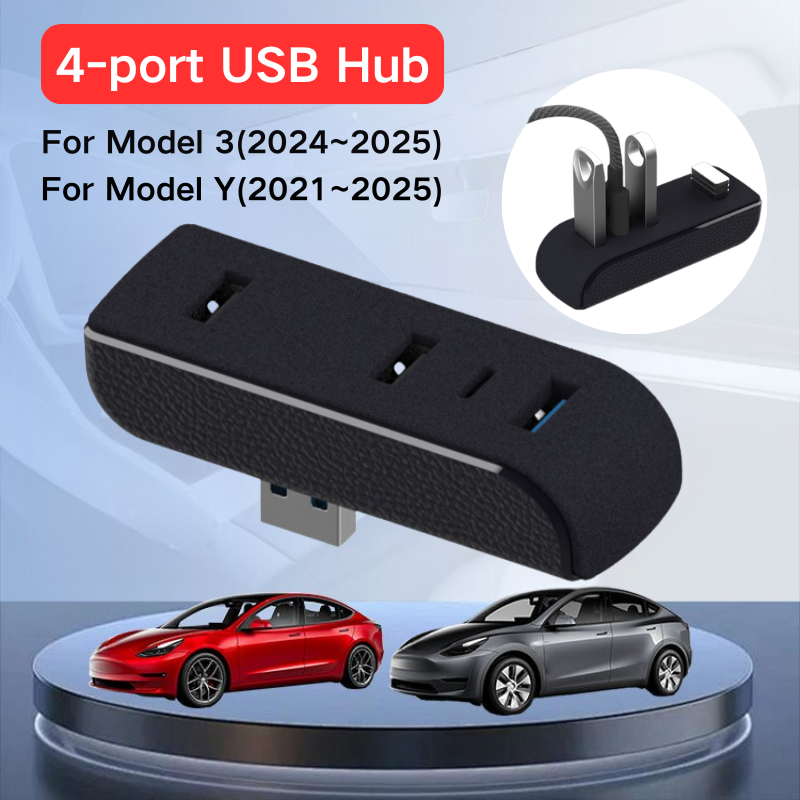 Usb Hub Type C - アップグレード4ポートUSBハブエクステンダー充電器データ同期スプリッターUSB＆Type-C テスラモデル3 2024–2025 Y 2021–2025 グローブボックスドック用