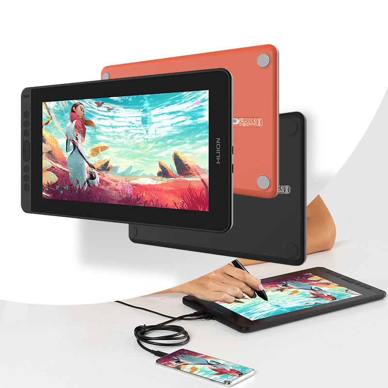 Huion Tablet Accessories - HUION Kamvas 12 グラフィックタブレットモニターポータブル 11.6 インチアンチグレアスクリーン描画ペンディスプレイサポート