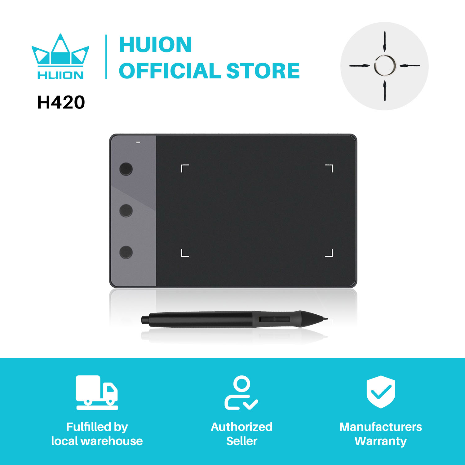Huion Tablet Accessories - HUION-グラフィックタブレットH420,4 