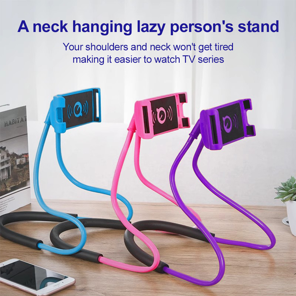 Onn Tablet Accessories - 首掛け式怠惰な携帯電話スタンド、フレキシブルグースネック携帯電話ホルダー、360度回転タブレットマウント、ハンズフリー多目的ブラケット