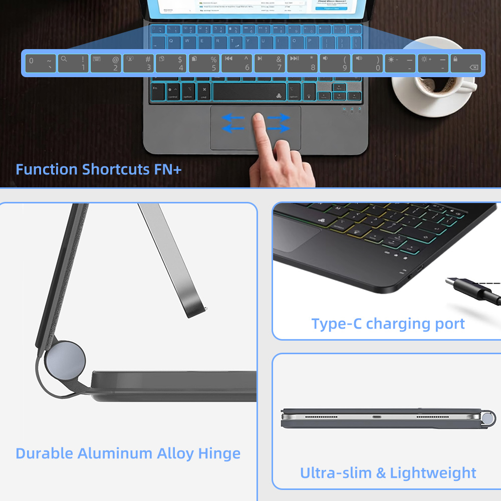 ワイヤレスバックライトキーボードケース トラックパッド付き  - Ipad Cover Folio のレビューと価格