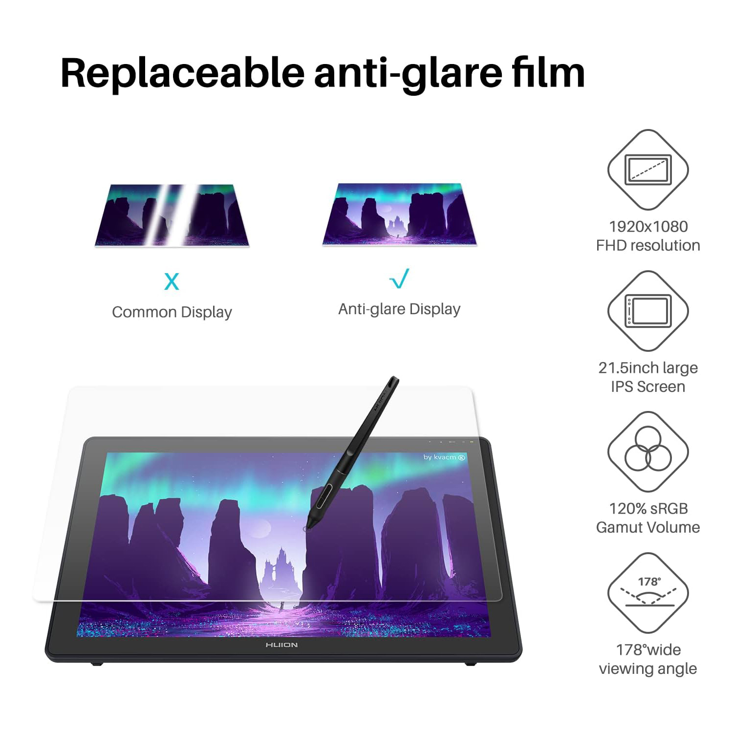 Huion-kamvas 22グラフィックタブレットモニター - Huion Tablet Accessories のレビューと価格